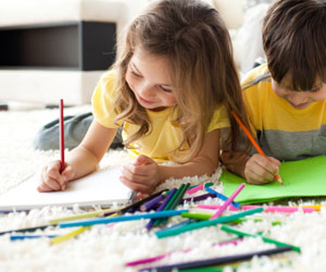 This is a photo of children drawing.