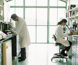 This is a photo of two scientists working in the lab.