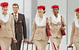 Emirates Ad with flight attendants.