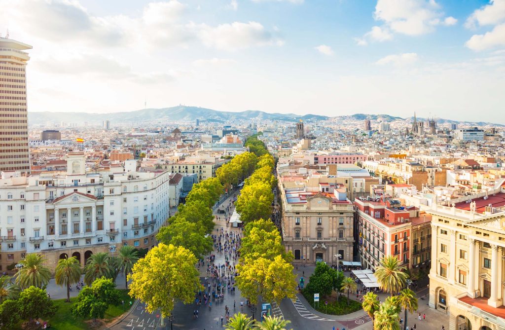 Wide shot of Barcelona Spain.